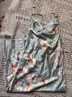 Floral Midi Slip Dress in Sage Green